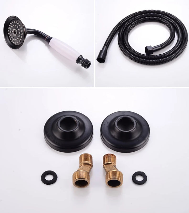 ELLEN Wall Mounted Bathroom Bath Faucet with Hand Shower Black Bath Tub Mixer Tap Bath Shower Mixer ELS2300