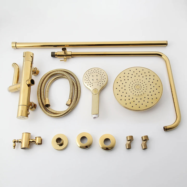 KEMAIDI Thermostatic Shower Set Gold Bathroom Shower System 38 Thermostatic Bath Shower Set