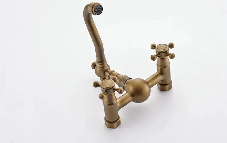 Kitchen Mixer Faucet Wall Mounted Dual Handle Antique Copper Finish Bathroom hot&cold swivel mixer torneira cozinha ZR184