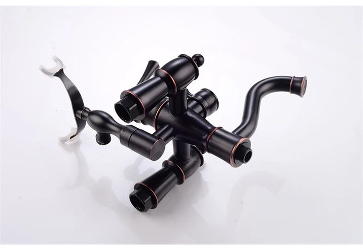 ELLEN Wall Mounted Bathroom Bath Faucet with Hand Shower Black Bath Tub Mixer Tap Bath Shower Mixer ELS2300