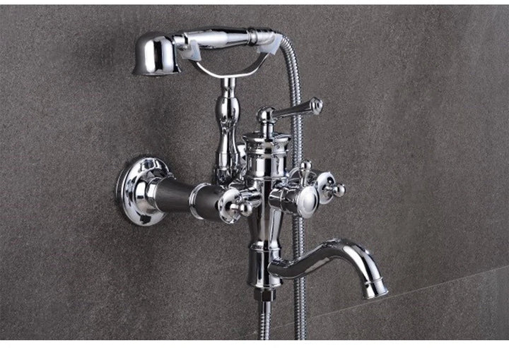 ELLEN Wall Mounted Bathroom Bath Faucet with Hand Shower Black Bath Tub Mixer Tap Bath Shower Mixer ELS2300
