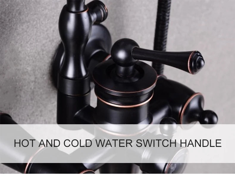 ELLEN Wall Mounted Bathroom Bath Faucet with Hand Shower Black Bath Tub Mixer Tap Bath Shower Mixer ELS2300