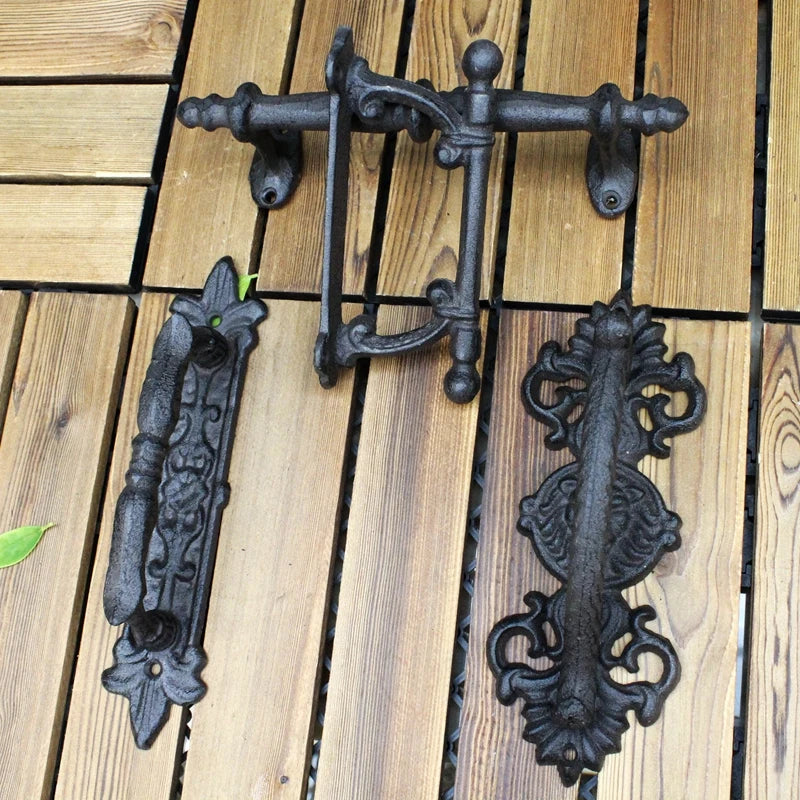 European retro garden Cast iron patio art door handles home decoration Wall decoration door handle room accessories