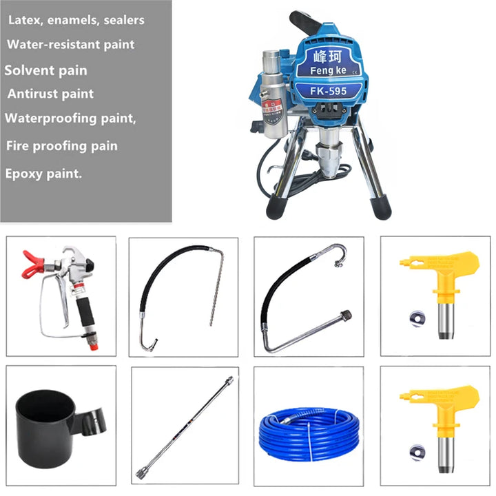 High Quality Electric Airless Spray With Brushless Motor Spray Gun 2600W 2.6L Piston Pump Paint Sprayer 595 Painting Machine