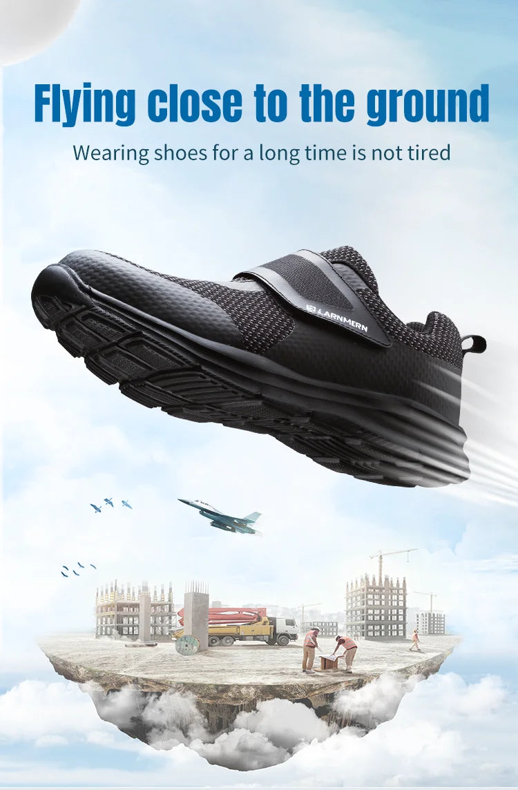 LARNMERN Men's Safety Shoes Steel Toe Construction Protective Footwear Lightweight 3D Shockproof Work Sneaker Shoes For Men