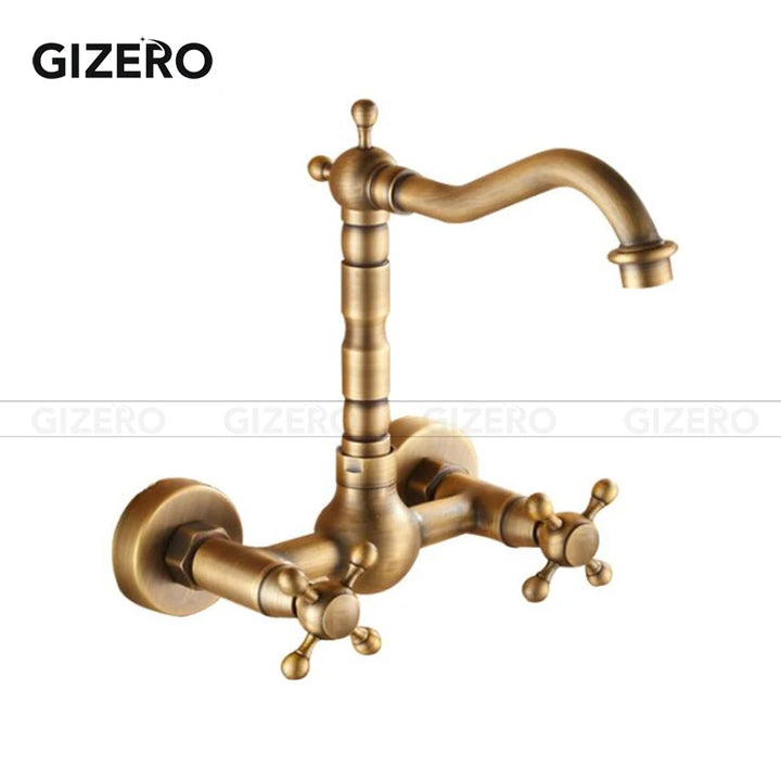 Kitchen Mixer Faucet Wall Mounted Dual Handle Antique Copper Finish Bathroom hot&cold swivel mixer torneira cozinha ZR184
