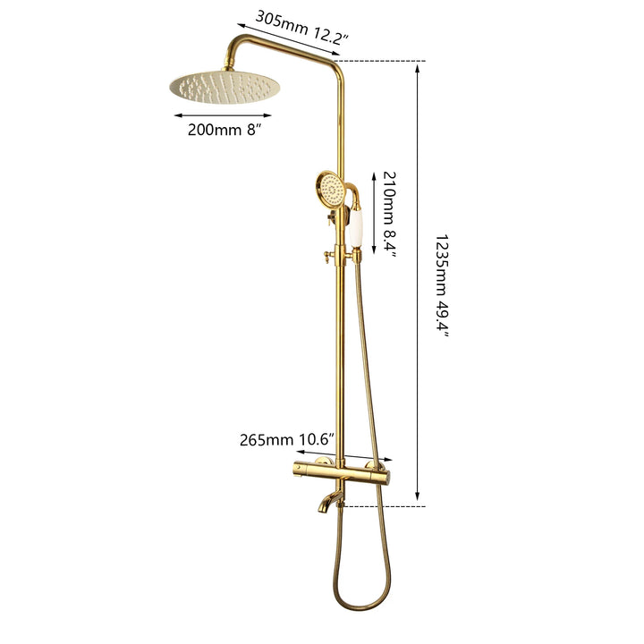 KEMAIDI Thermostatic Shower Set Gold Bathroom Shower System 38 Thermostatic Bath Shower Set