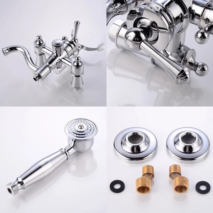 ELLEN Wall Mounted Bathroom Bath Faucet with Hand Shower Black Bath Tub Mixer Tap Bath Shower Mixer ELS2300