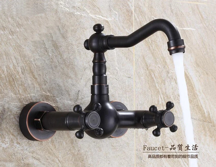 Kitchen Mixer Faucet Wall Mounted Dual Handle Antique Copper Finish Bathroom hot&cold swivel mixer torneira cozinha ZR184