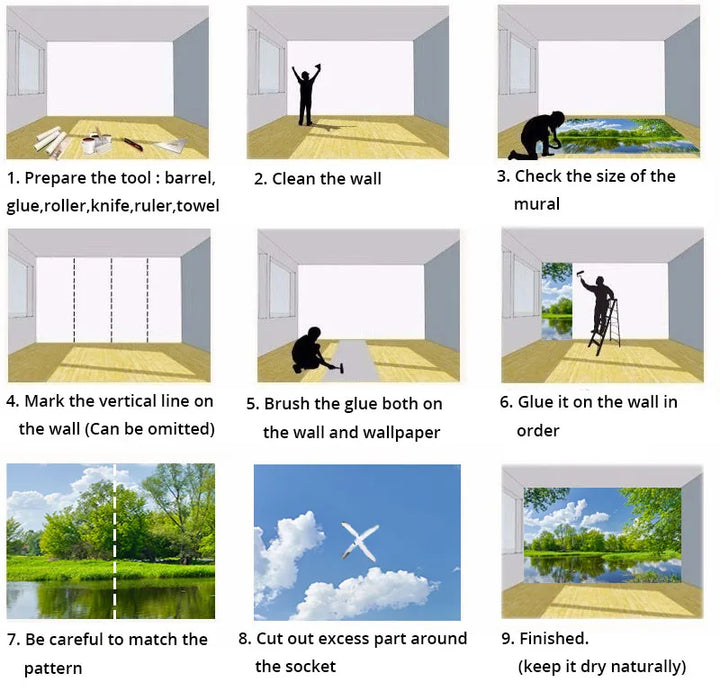 Custom 3D Stereo Window Views Garden Pool Photo Wallpaper Landscape Wall Decor Embossed Paper Wallpaper