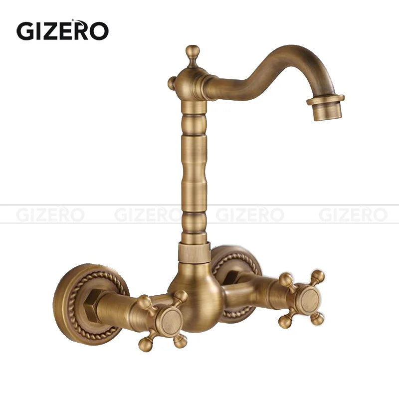 Kitchen Mixer Faucet Wall Mounted Dual Handle Antique Copper Finish Bathroom hot&cold swivel mixer torneira cozinha ZR184
