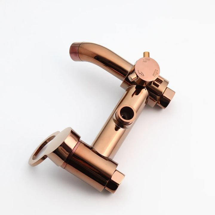 JIENI Luxury Rose Golden Shower Faucet Set Solid Brass Handle Bathroom Bathtub Mixer Rainfall Hand Shower & Spray Shower Facuet