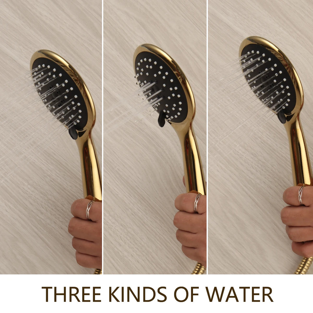 KEMAIDI Thermostatic Shower Set Gold Bathroom Shower System 38 Thermostatic Bath Shower Set