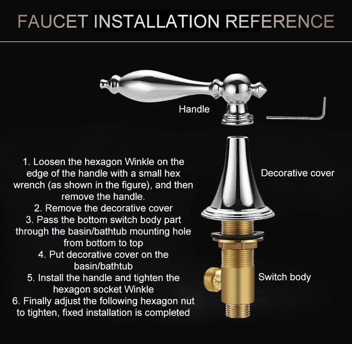 ELLEN Antique Bronze Bath Sink Faucet Double Handle Basin Sink Faucet Hot and Cold Water Mixer 3 Hole Bathroom Faucet ELF8001-3