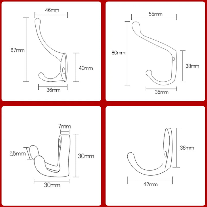 KAK Zinc Alloy Vintage Bronze Cloth Hook Hangers Wall Hook Coat Bag Hat Hanging Hooks Bathroom Kitchen Anitque Racks with screws