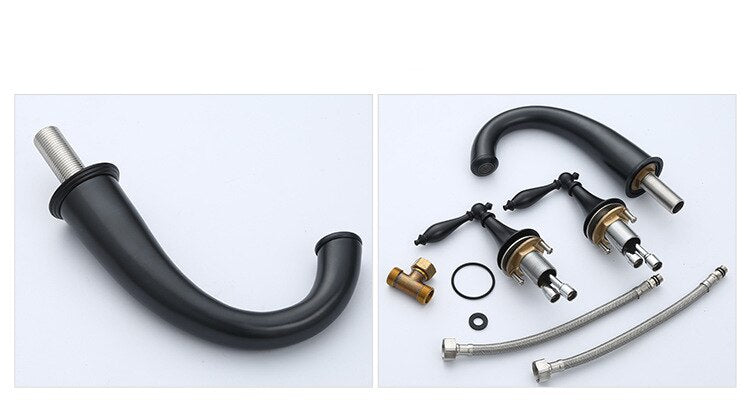 Brushed Nickel Widespread Basin Faucet Dual Handle Bathroom Sink Mixer Tap 3 Holes