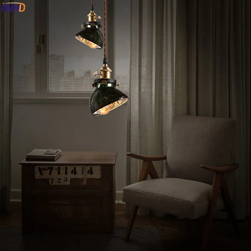 IWHD Glass Vintage Industrial Pendant Lighting Bar Restaurent LED Edison Bulb Light Fixtures Retro Loft Lamp Hanglamp