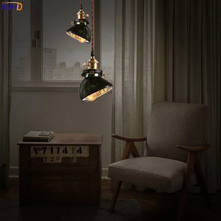 IWHD Glass Vintage Industrial Pendant Lighting Bar Restaurent LED Edison Bulb Light Fixtures Retro Loft Lamp Hanglamp