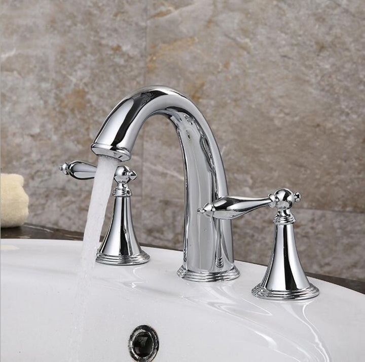 Brushed Nickel Widespread Basin Faucet Dual Handle Bathroom Sink Mixer Tap 3 Holes