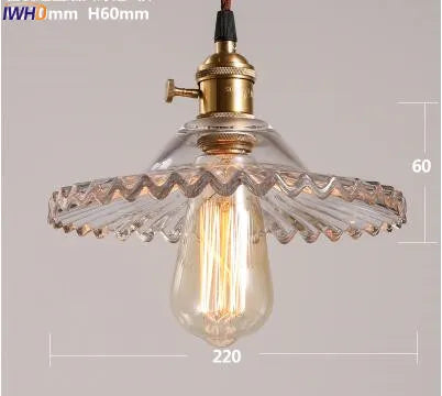 IWHD Glass Vintage Industrial Pendant Lighting Bar Restaurent LED Edison Bulb Light Fixtures Retro Loft Lamp Hanglamp