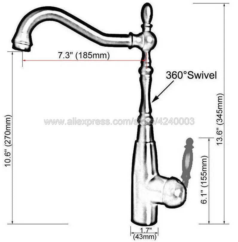Red Copper Kitchen Faucet Black Brass Faucet 360 Degree Swivel Single Handle Vessel Sink Kitchen Mixer Tap Knf633