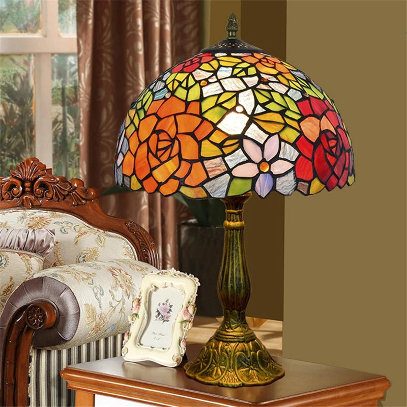 Turkish Table Lamp Tiffany Stained Glass with Dragonflys Vintage Desk Lamp Mediterranean Deco Lighting