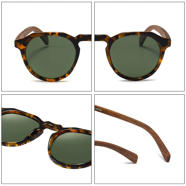 GCV Brand Advanced Walnut Wood Hawksbill Leopard Grain Frames Ultralight Sunglasses Men Women F Polarized  Sunglasses