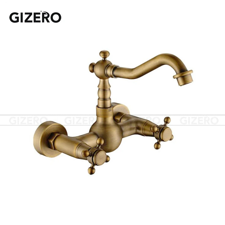 Kitchen Mixer Faucet Wall Mounted Dual Handle Antique Copper Finish Bathroom hot&cold swivel mixer torneira cozinha ZR184