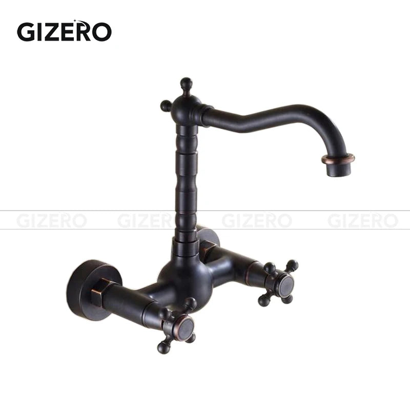 Kitchen Mixer Faucet Wall Mounted Dual Handle Antique Copper Finish Bathroom hot&cold swivel mixer torneira cozinha ZR184