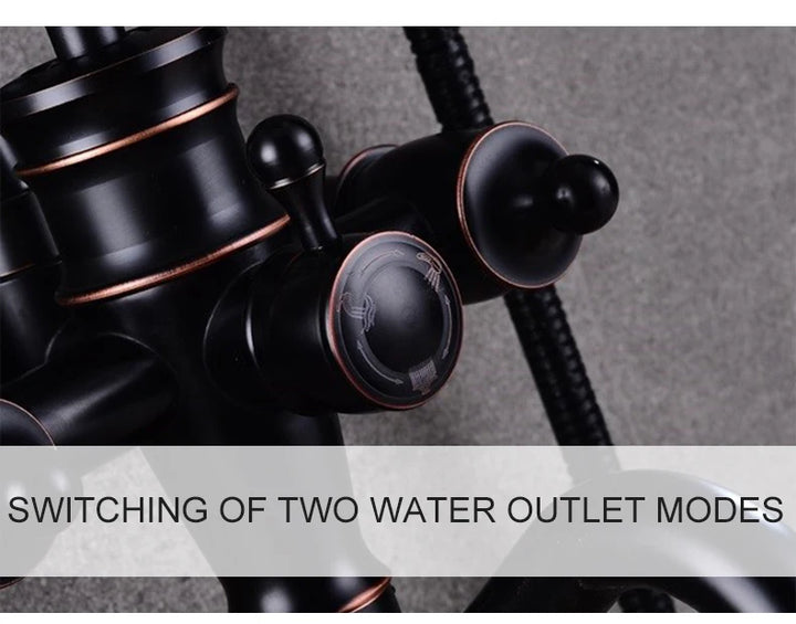 ELLEN Wall Mounted Bathroom Bath Faucet with Hand Shower Black Bath Tub Mixer Tap Bath Shower Mixer ELS2300