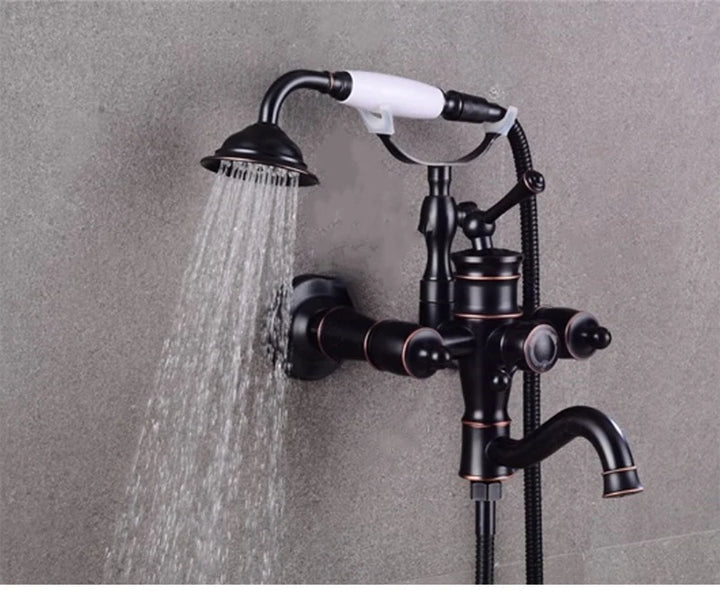 ELLEN Wall Mounted Bathroom Bath Faucet with Hand Shower Black Bath Tub Mixer Tap Bath Shower Mixer ELS2300