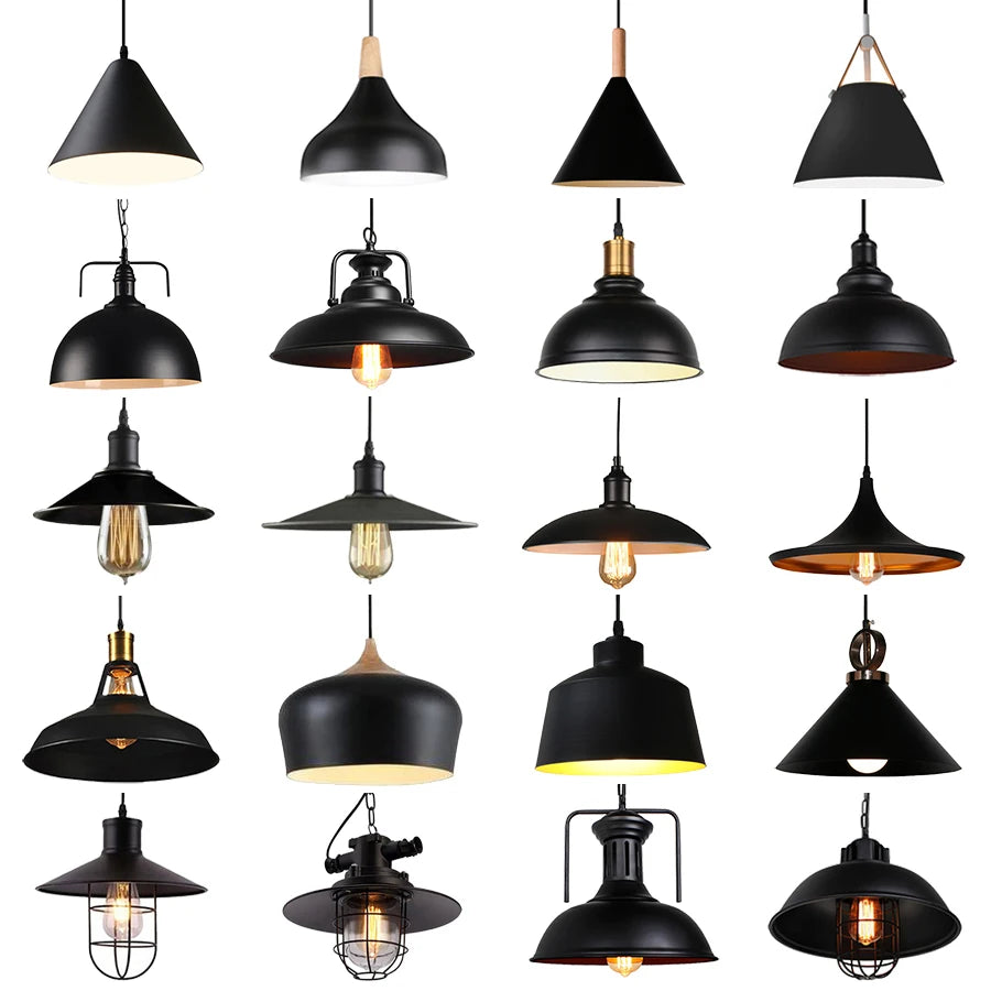 Loft Industrial Retro Iron Pendant Lights Lampshade for Restaurant Clothing Store Light Cafe Cover Kitchen Home Hanging Lamp