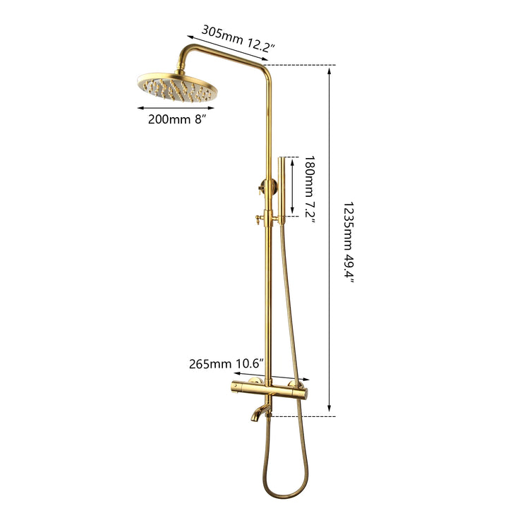 KEMAIDI Thermostatic Shower Set Gold Bathroom Shower System 38 Thermostatic Bath Shower Set