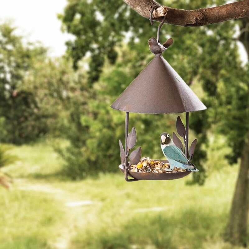 Iron Bird Feeder Rainproof Windproof Hanging Style
