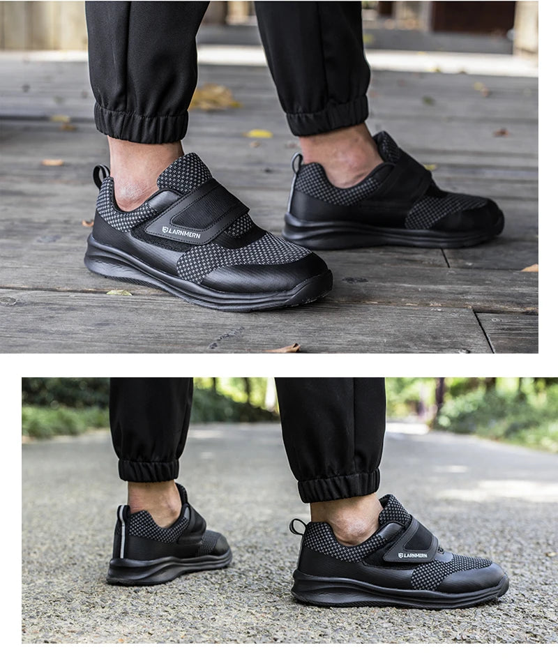 LARNMERN Men's Safety Shoes Steel Toe Construction Protective Footwear Lightweight 3D Shockproof Work Sneaker Shoes For Men