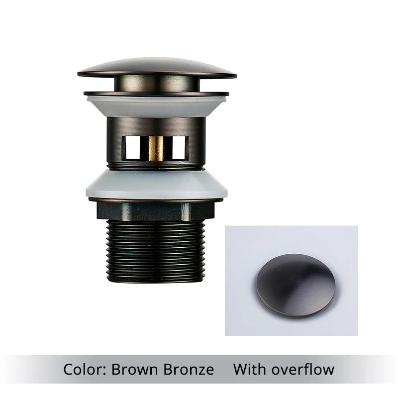 Bathroom Sink Stopper Washbasin Pop Up Drain Plug Cover Waste Pipe Drainer With Or Without Overflow For Bath Accessories