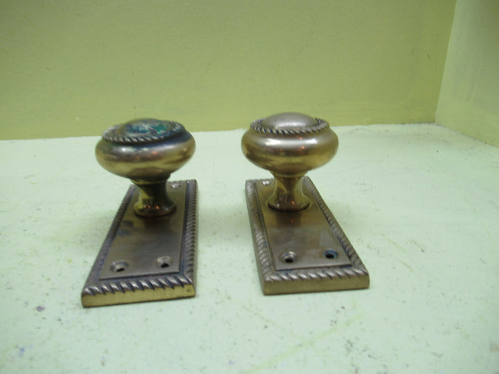 Brass Rectangle Twisted Rope Edge Knob Latch Handles 60H x 110L x 40W