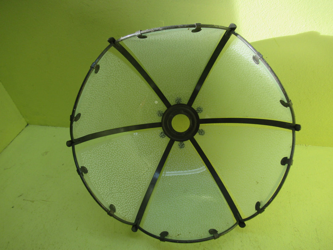 Retro Sedgemented Obscure Glass & Brass Shade 230Dia x 130H