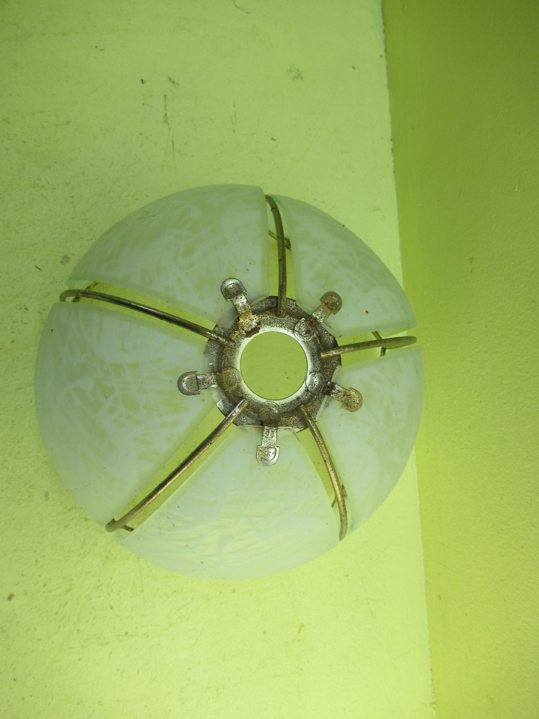 Retro Scribble Obscure Glass Sedgemented Glass & Brass Shades 220Dia x 135H