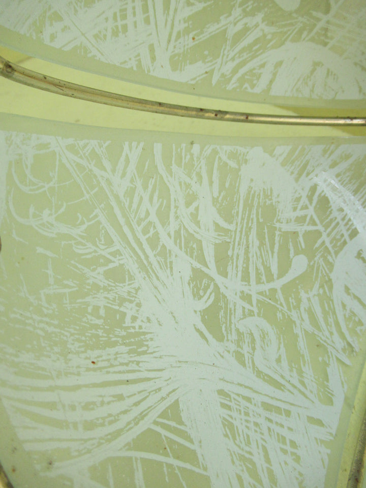 Retro Scribble Obscure Glass Sedgemented Glass & Brass Shades 220Dia x 135H