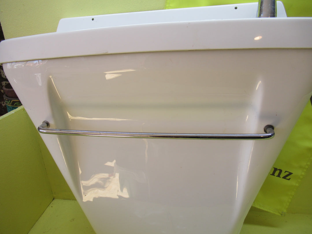 Narrow Plastic Basin with a Towel Rail & Cover that hides Plumbing 54H x 48W x 190D