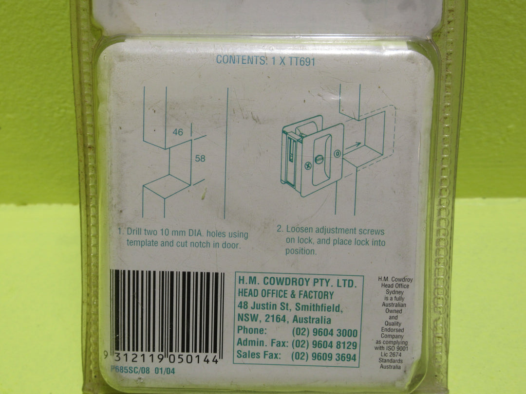 Cavity Slider Door Privacy Lock  70h x 65W x 34D