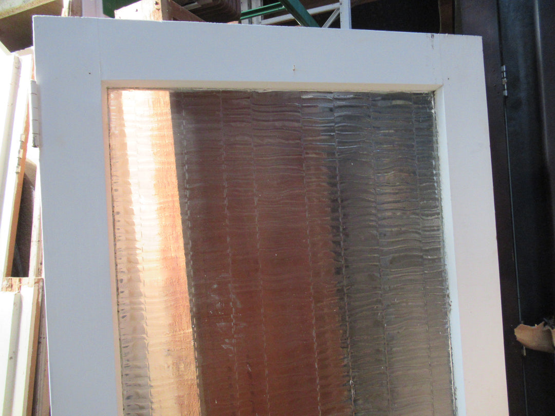 Entrance 1 Lite White Painted Door with Bark patterned Glass -  1980H x 850W