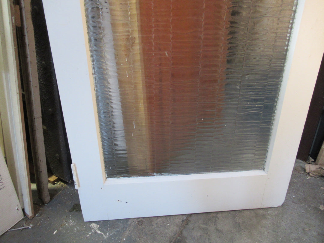 Entrance 1 Lite White Painted Door with Bark patterned Glass -  1980H x 850W