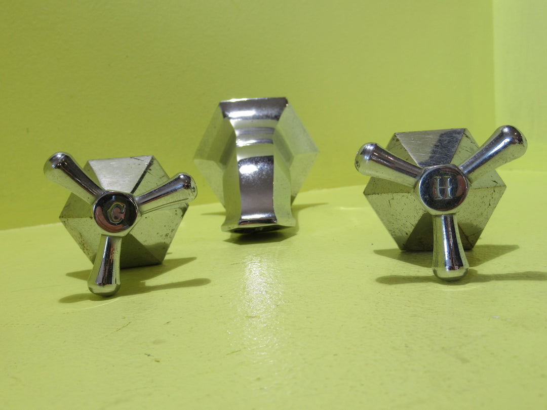 Art Deco Hexagonal Bath Spout with Taps    100H x 60W (Taps)