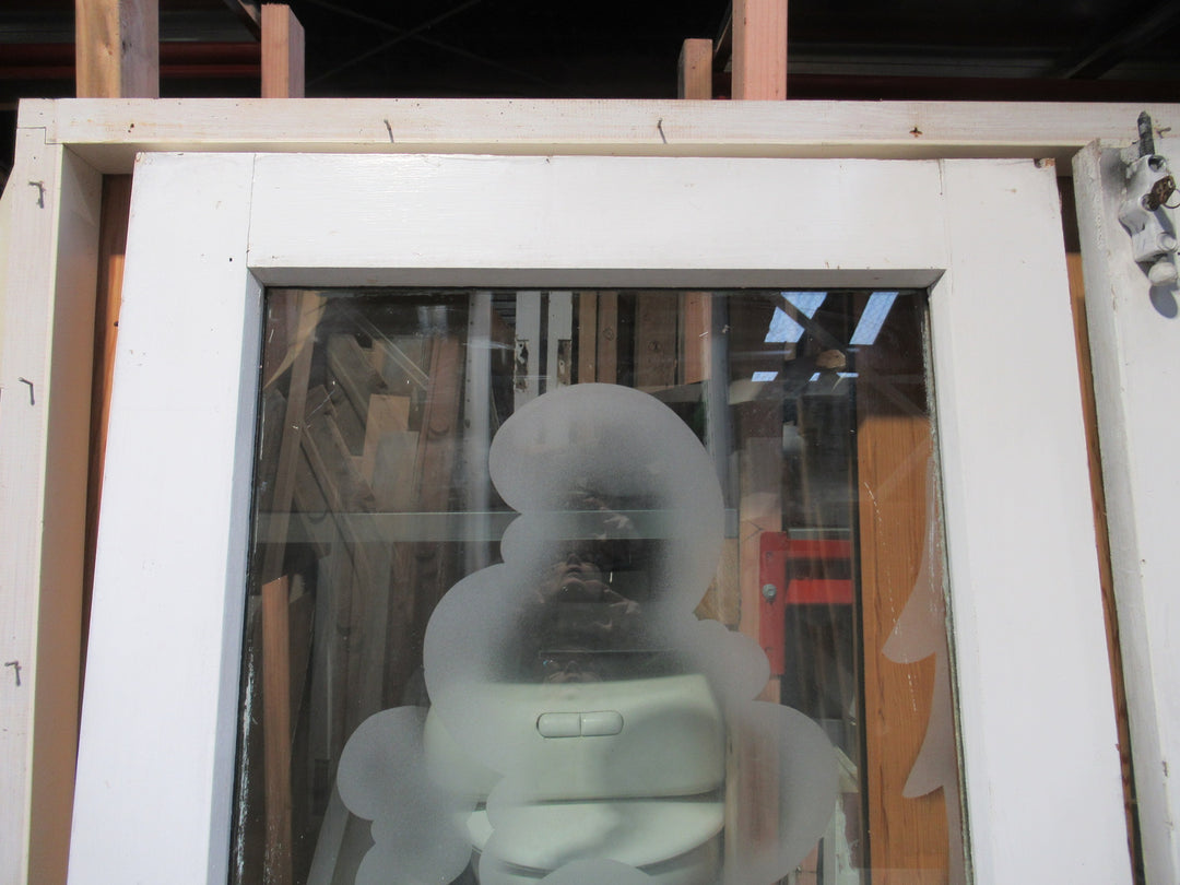 French Door with Etched Glass of Whimsical Deer 1970H x 810W x 45D