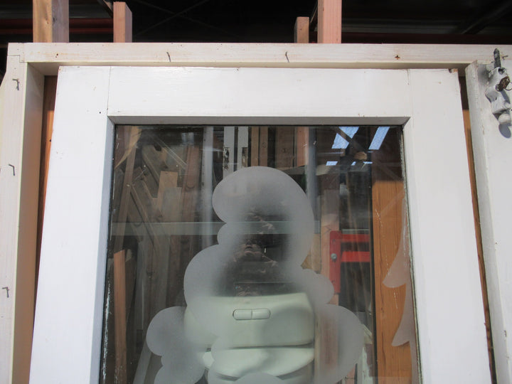 French Door with Etched Glass of Whimsical Deer 1970H x 810W x 45D