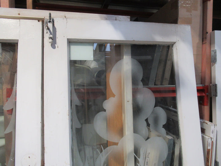 French Door with Etched Glass of Whimsical Deer 1970H x 810W x 45D