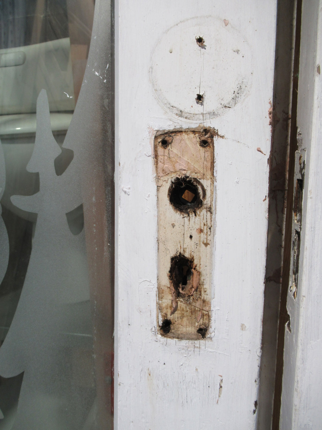 French Door with Etched Glass of Whimsical Deer 1970H x 810W x 45D