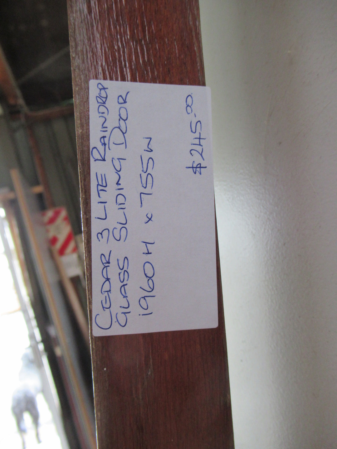 Cedar 3 Lite Raindrop Glass Sliding Door 1960H x 755W